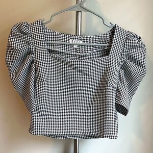 Black and White TCEC Puff Sleeve Square Neck Top (S)